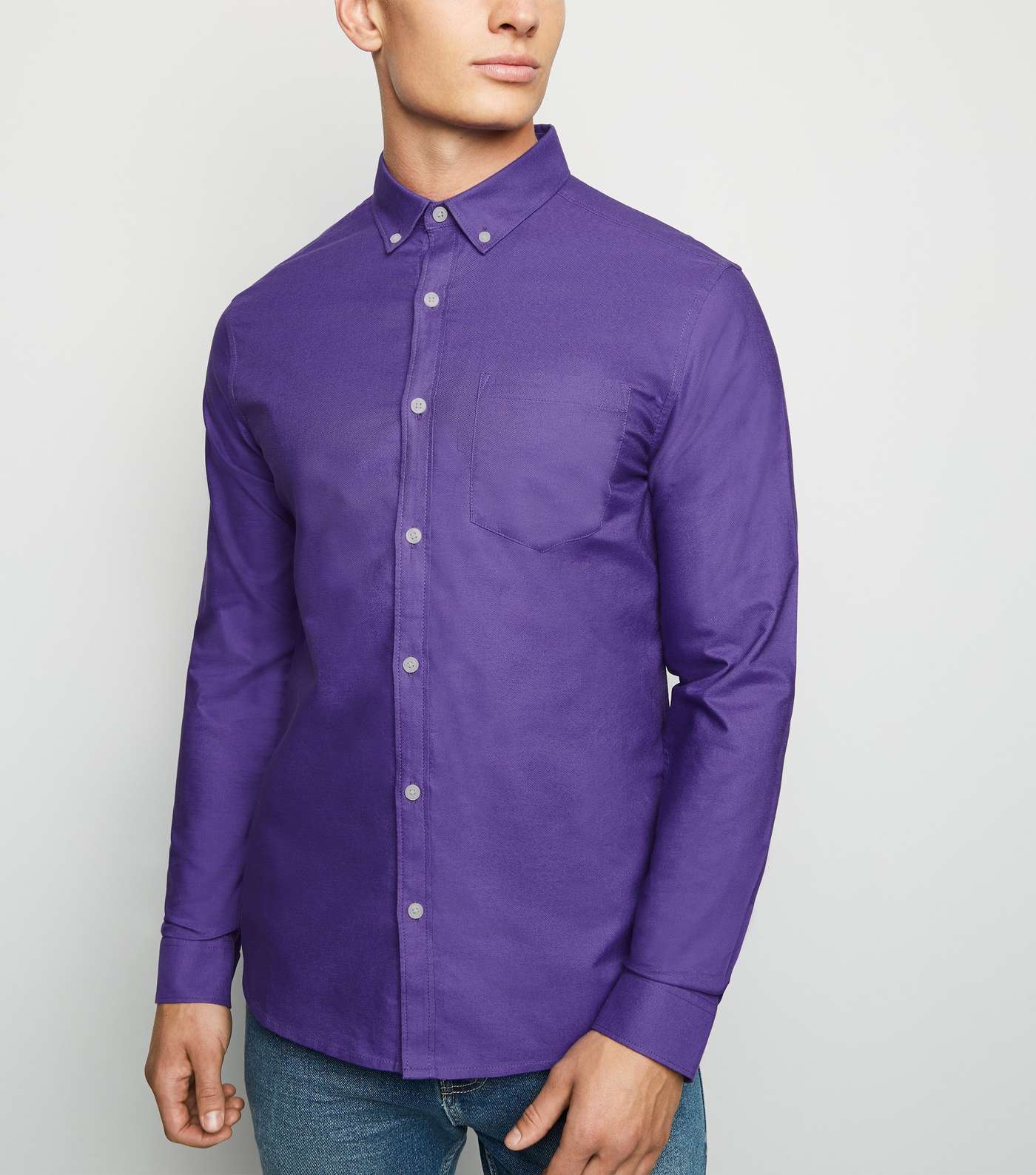 Purple Cotton Long Sleeve Oxford Shirt
