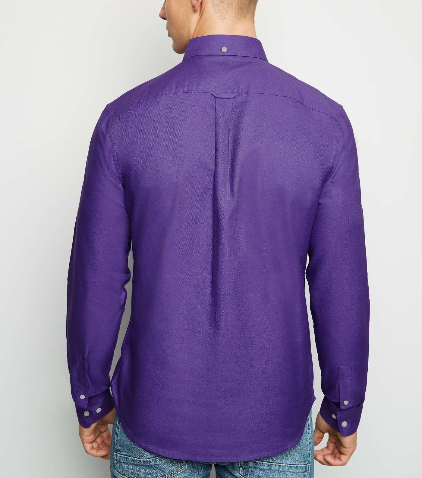 Purple Cotton Long Sleeve Oxford Shirt Image 3