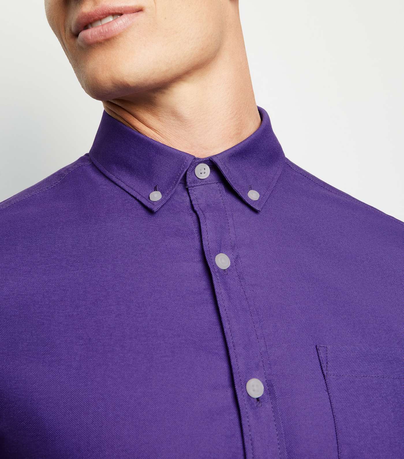 Purple Cotton Long Sleeve Oxford Shirt Image 5