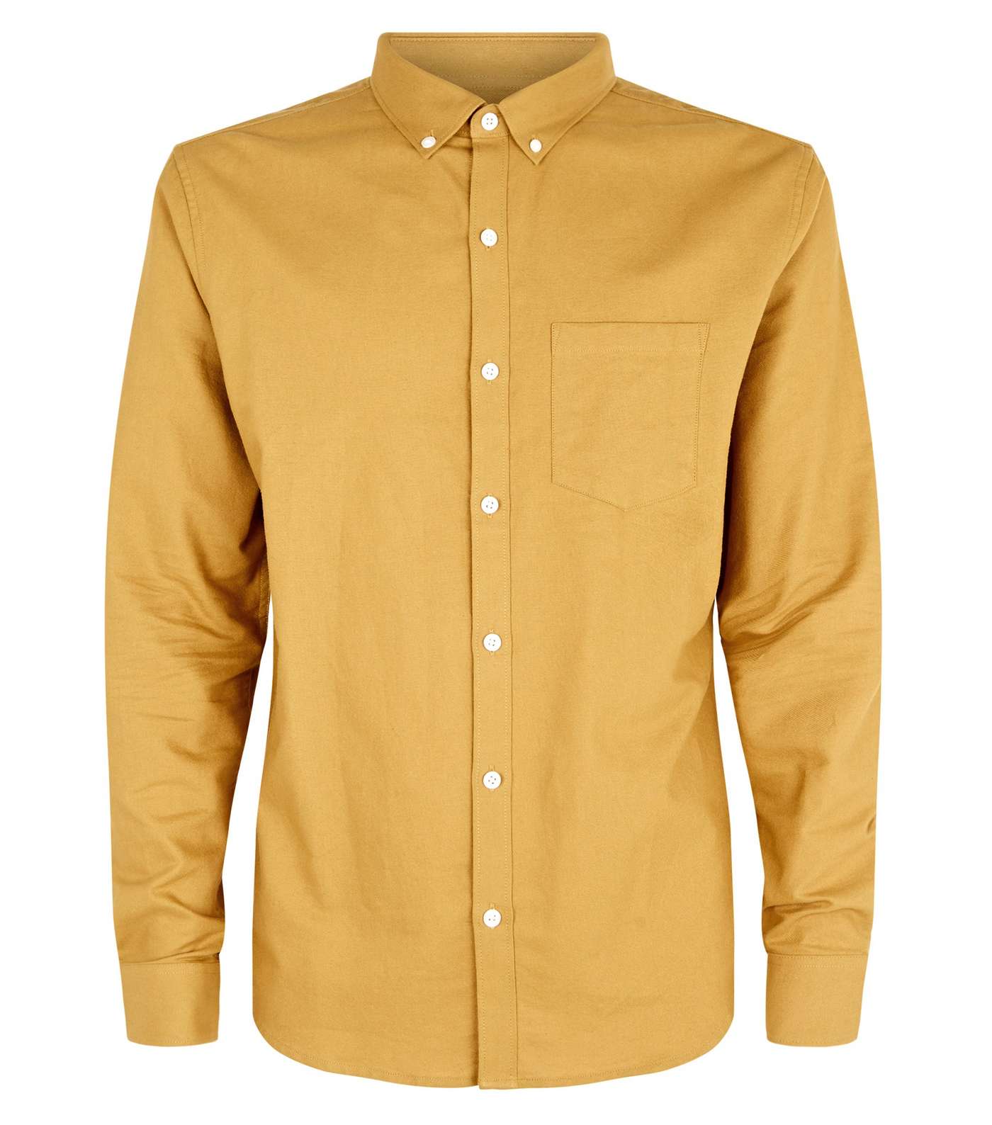 Yellow Long Sleeve Cotton Oxford Shirt Image 4