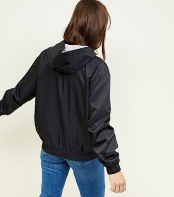 womens black windbreaker with hood