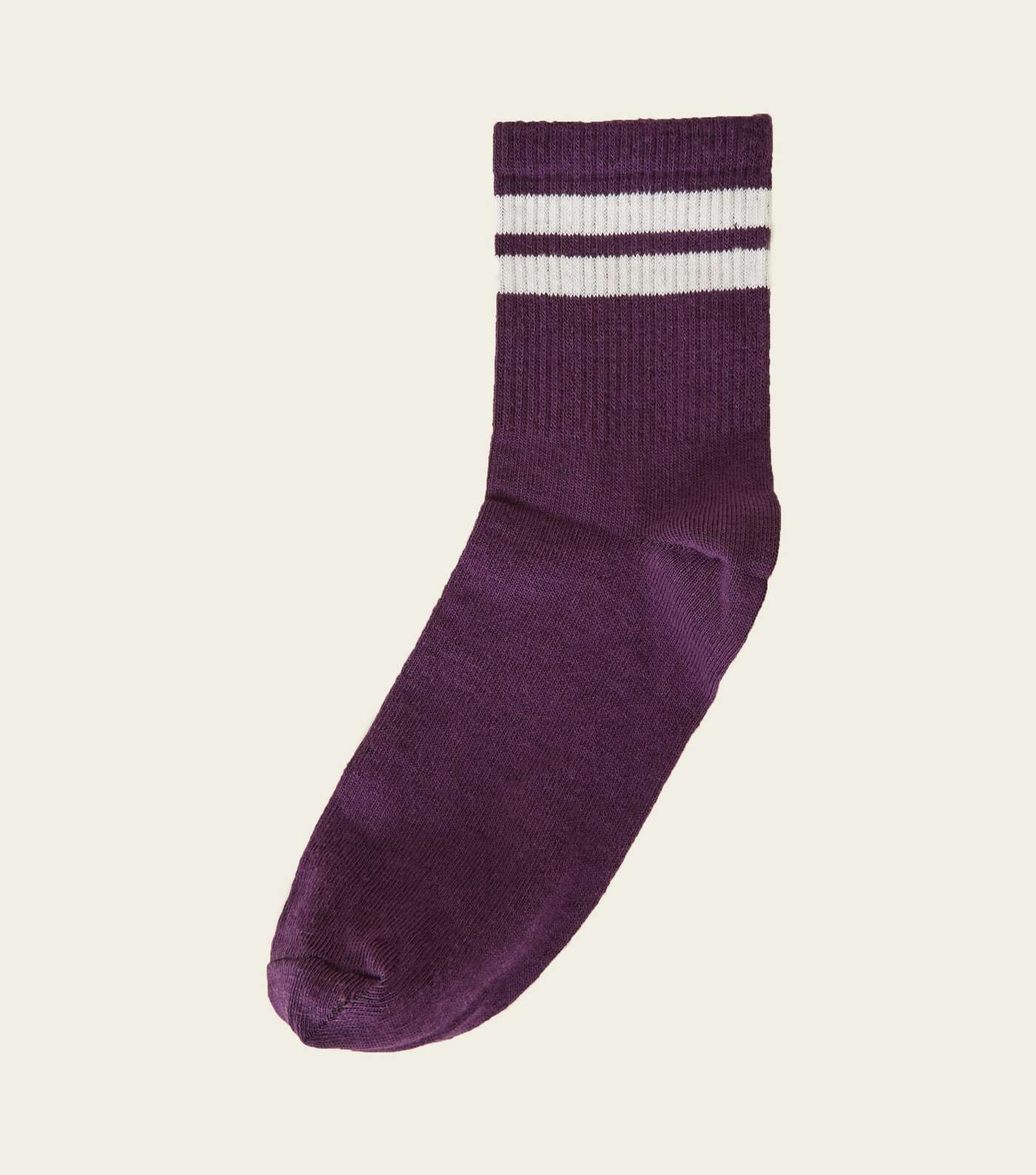 Purple Ribbed Sport Stripe Socks 
