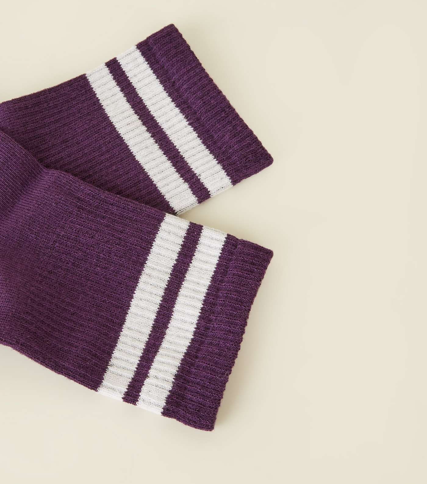 Purple Ribbed Sport Stripe Socks  Image 3