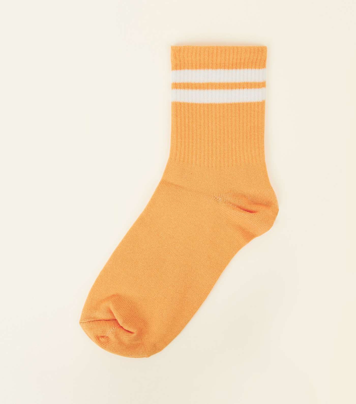 Orange Ribbed Sport Stripe Socks
