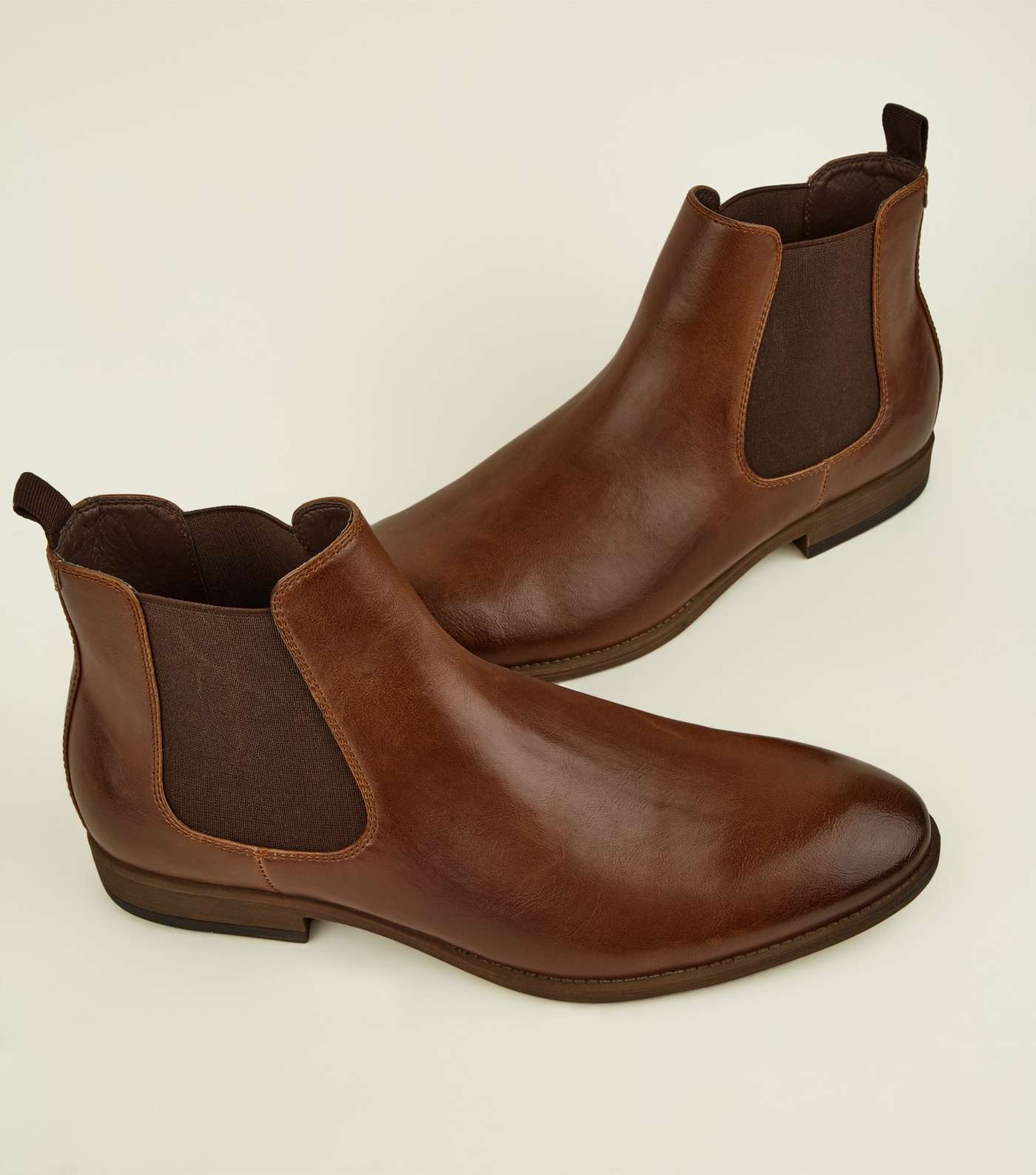 Dark Brown Leather-Look Chelsea Boots  Image 4