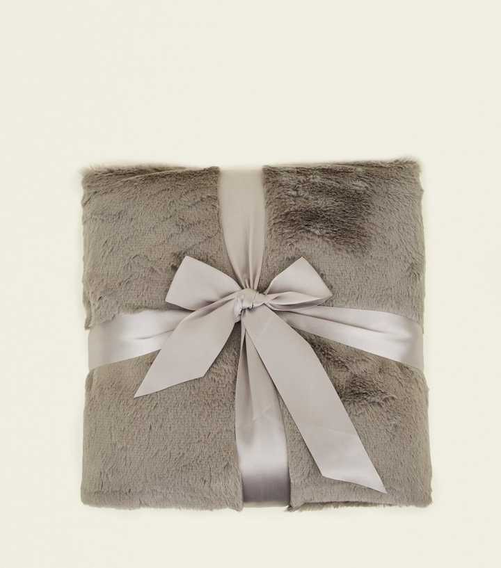Grey Faux Fur Throw