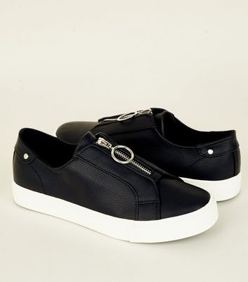 black zip up trainers