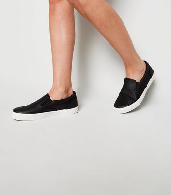 all black slip on trainers womens