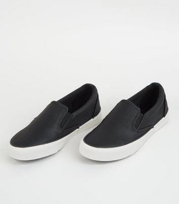 black and white slip on trainers