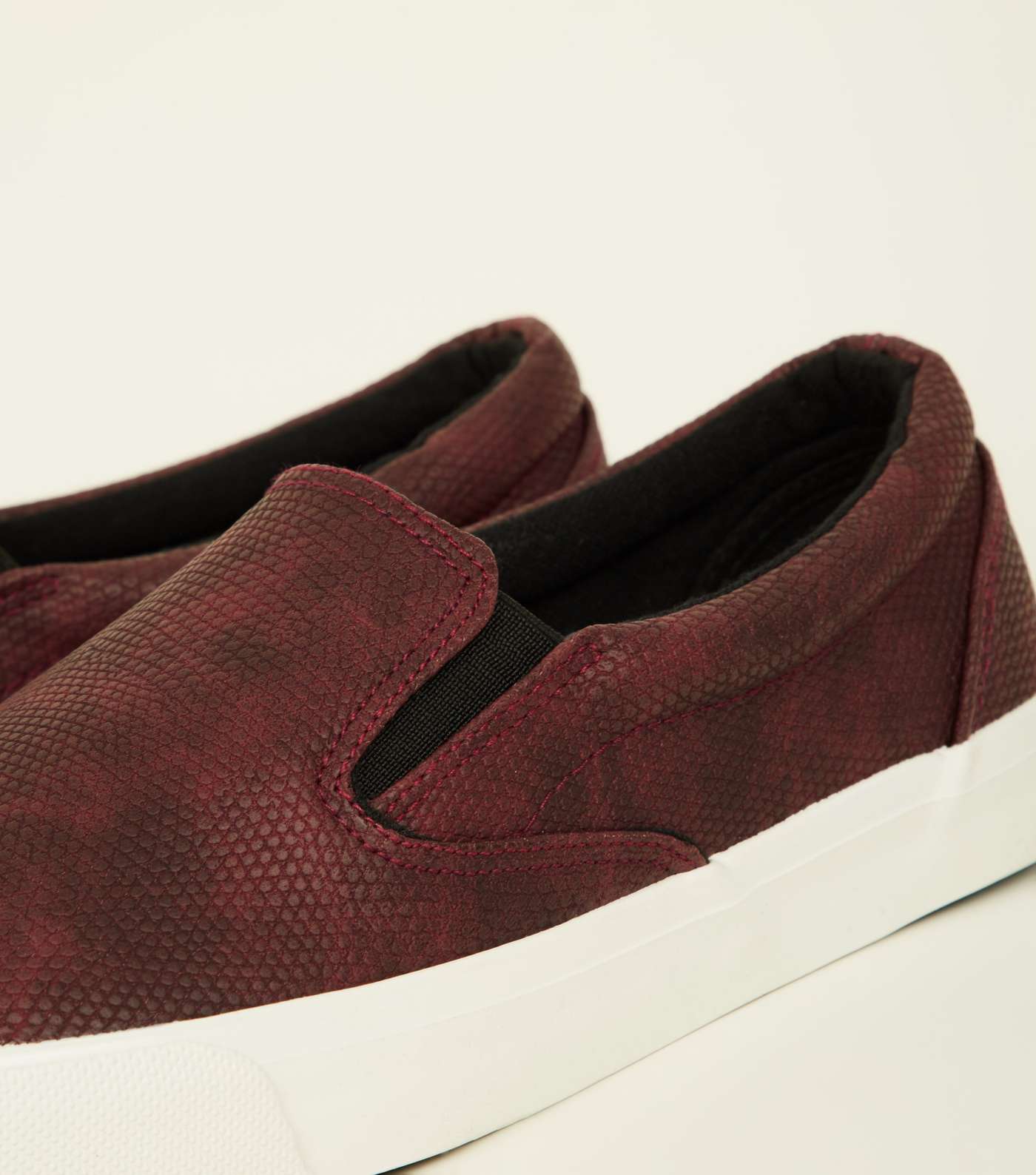 Dark Red Faux Snake Slip On Trainers Image 4