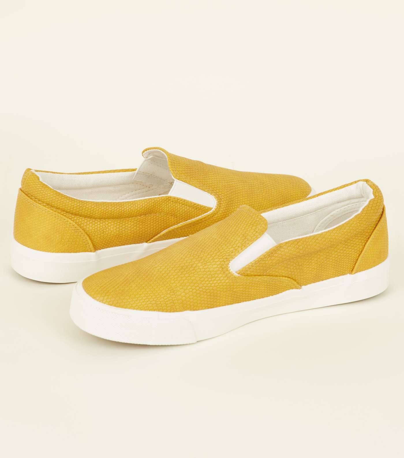 Yellow Faux Snake Slip On Trainers Image 4