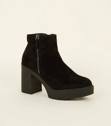 new look black suedette boots