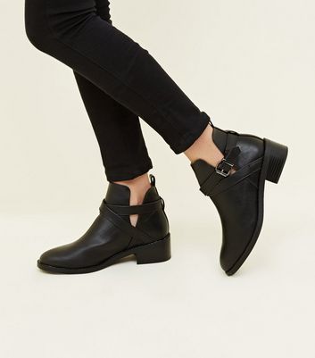 girls black leather ankle boots