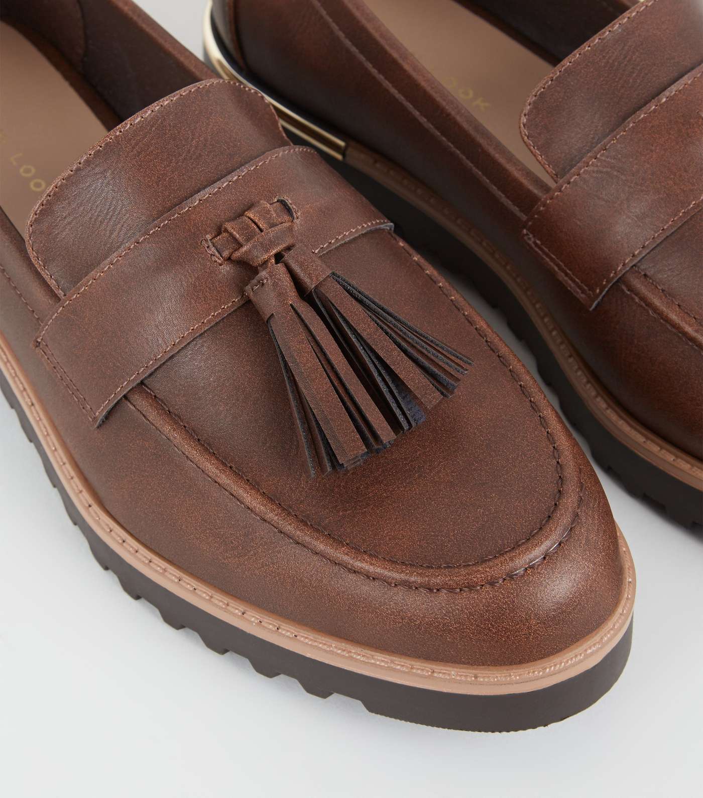 Dark Brown Tassel Front Chunky Sole Loafers Image 4