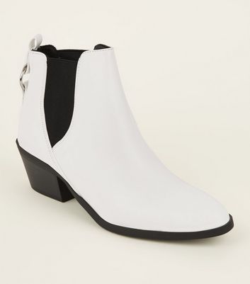 White Ring Back Western Chelsea Boots 
