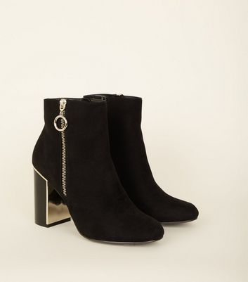 Black suedette metal 2025 heel ankle boot