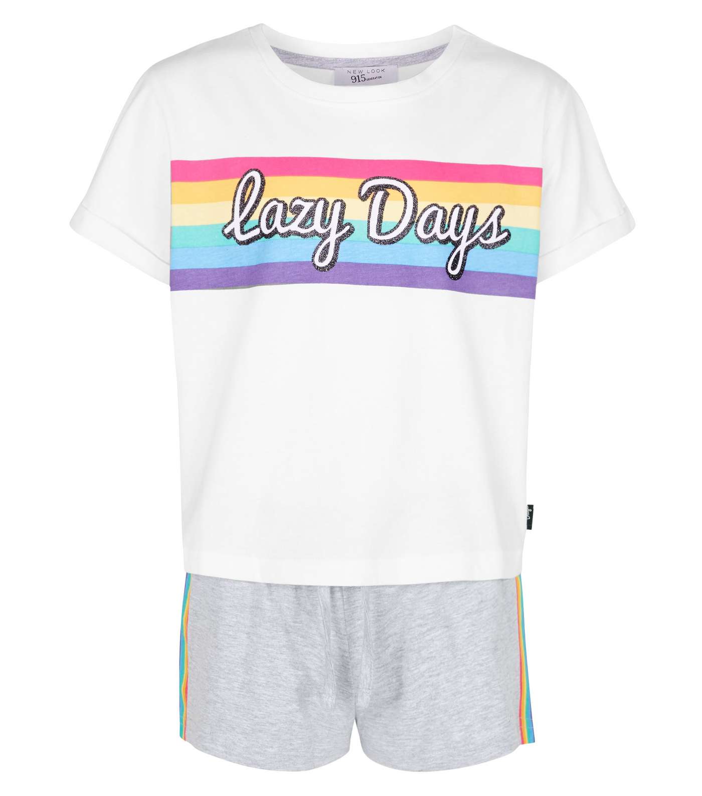 Girls Rainbow Lazy Days Pyjama Set Image 3