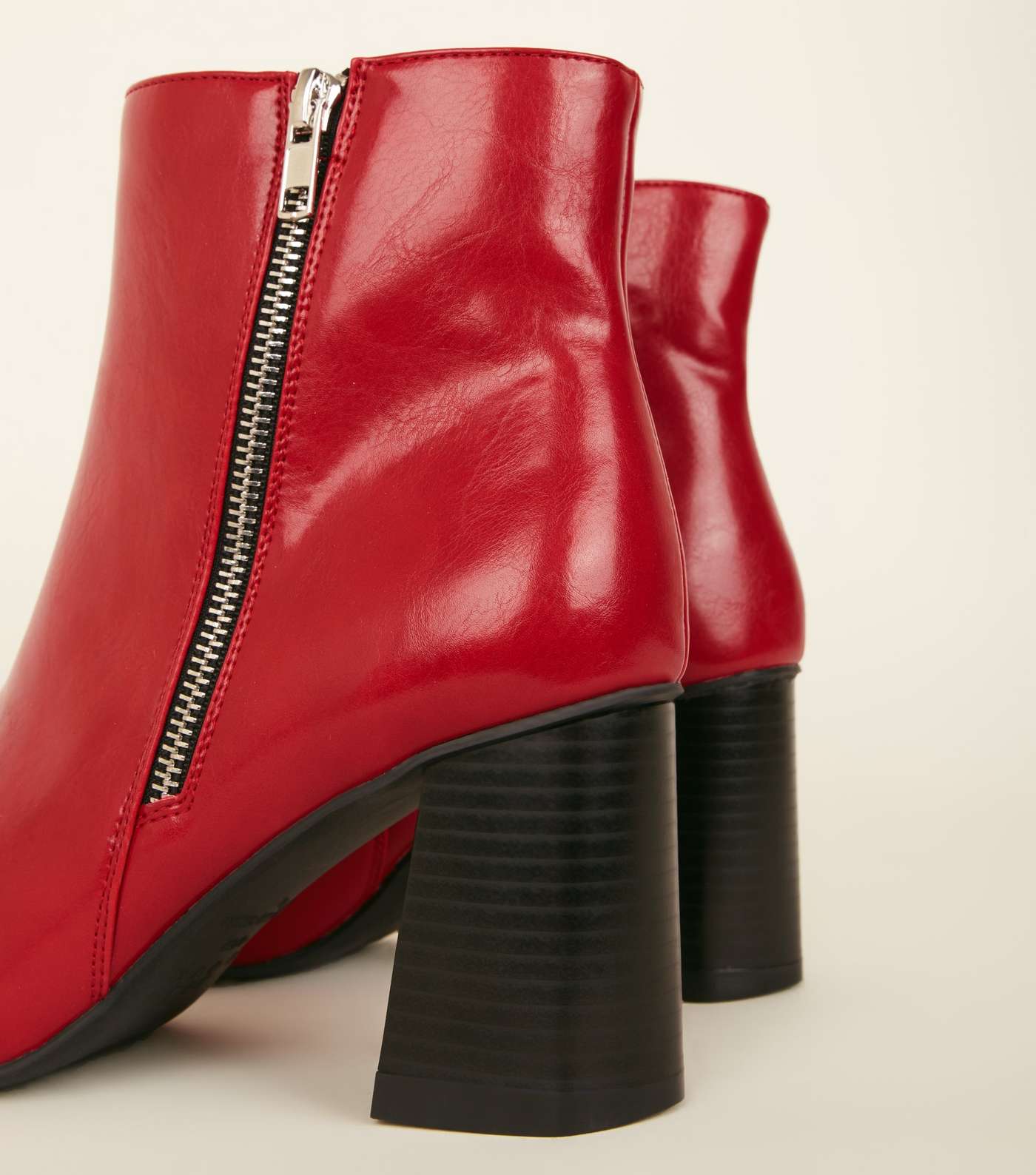 Wide Fit Red Pointed Flared Heel Boots Image 3