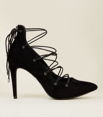 new look black lace up shoes