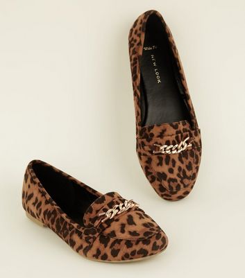 wide fit leopard print loafers