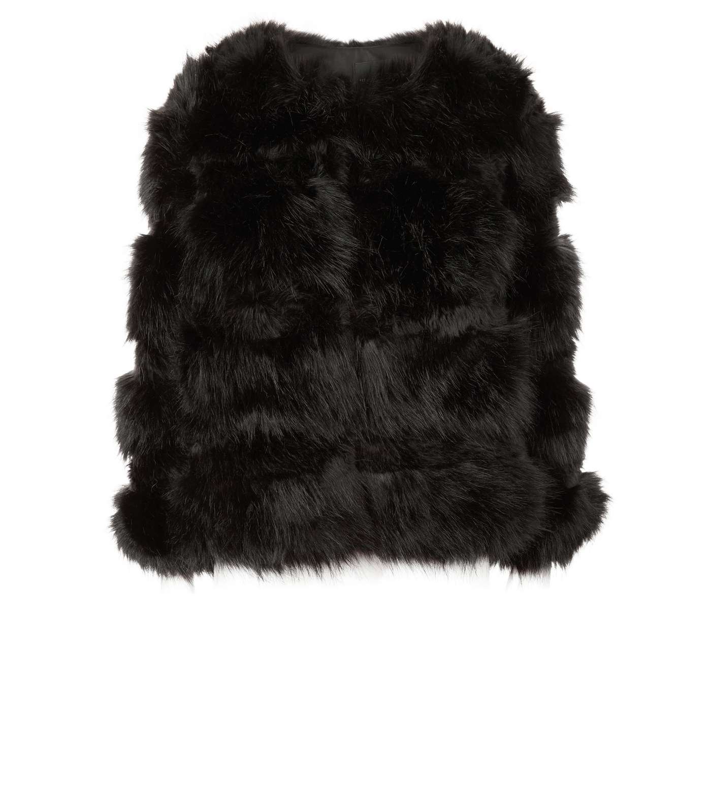 Petite Black Faux Fur Pelted Jacket  Image 4