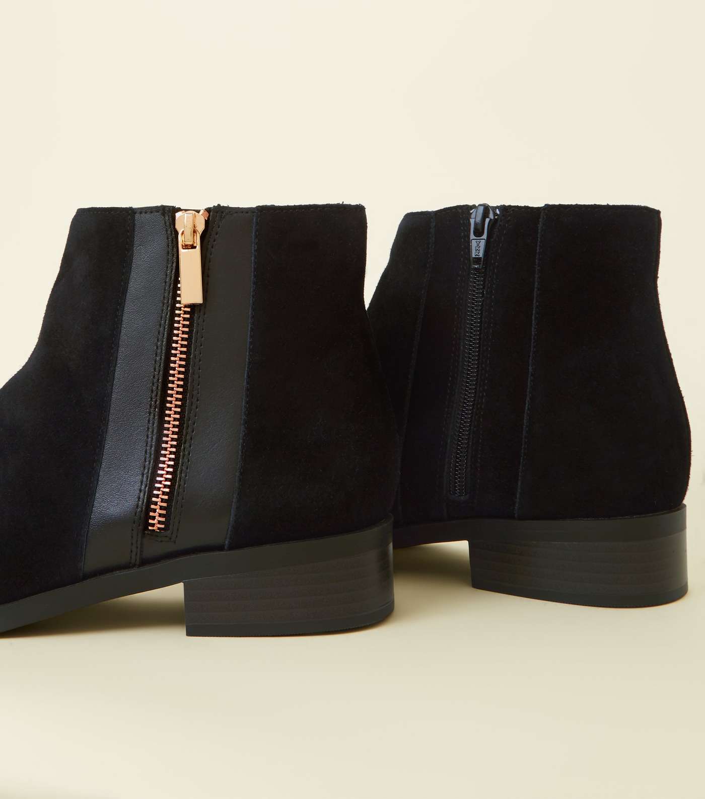 Wide Fit Black Suede Zip Side Ankle Boots Image 4
