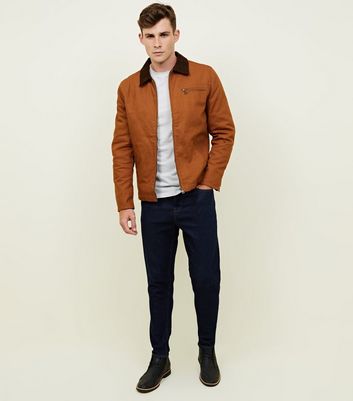 Tan Corduroy Collar Trucker Jacket 