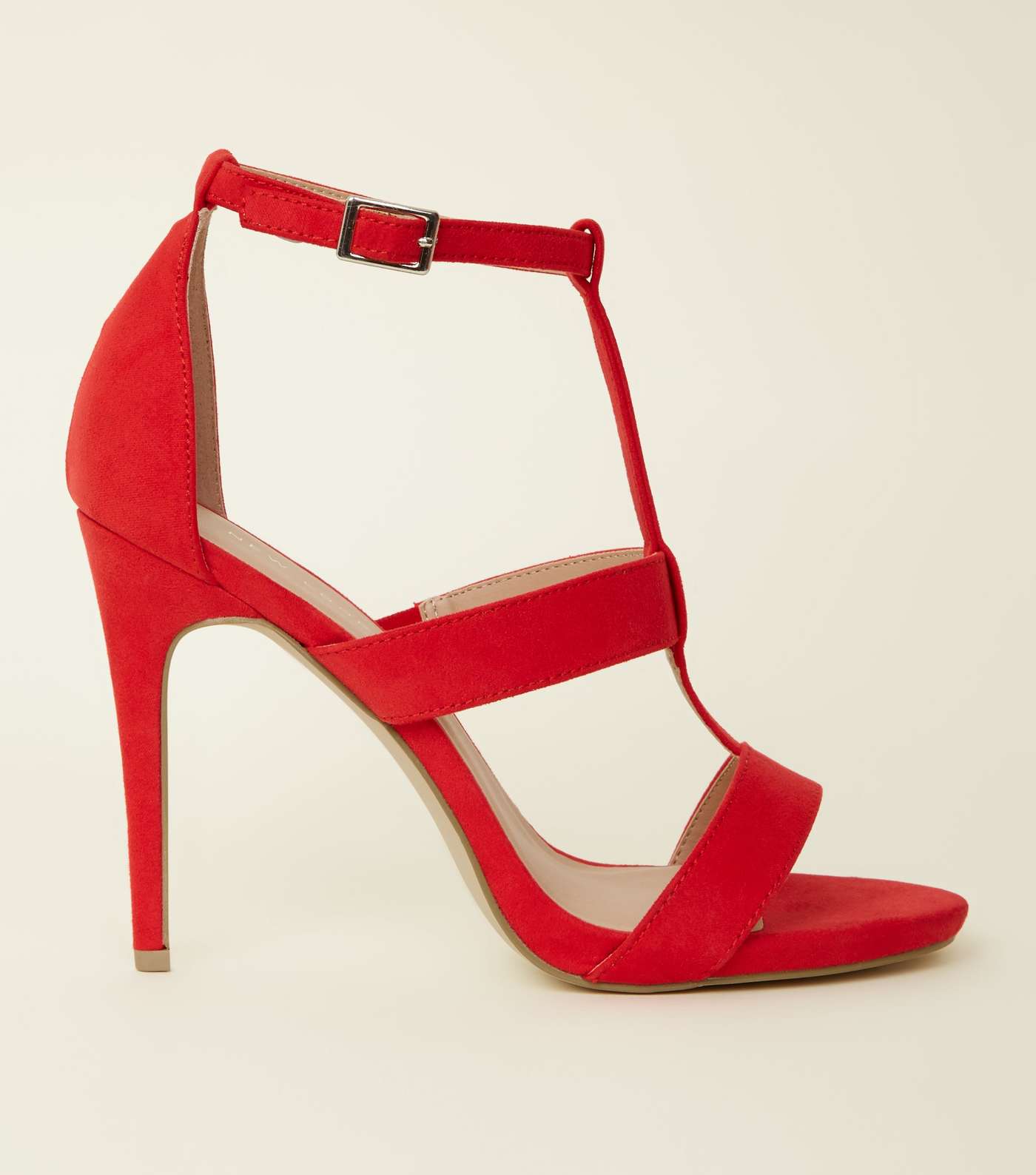 Red Suedette Stiletto Heel Gladiator Sandals