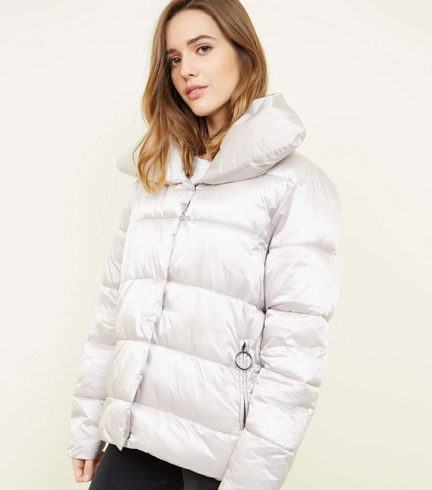 Blue Vanilla Silver Quilted Puffer Jacket