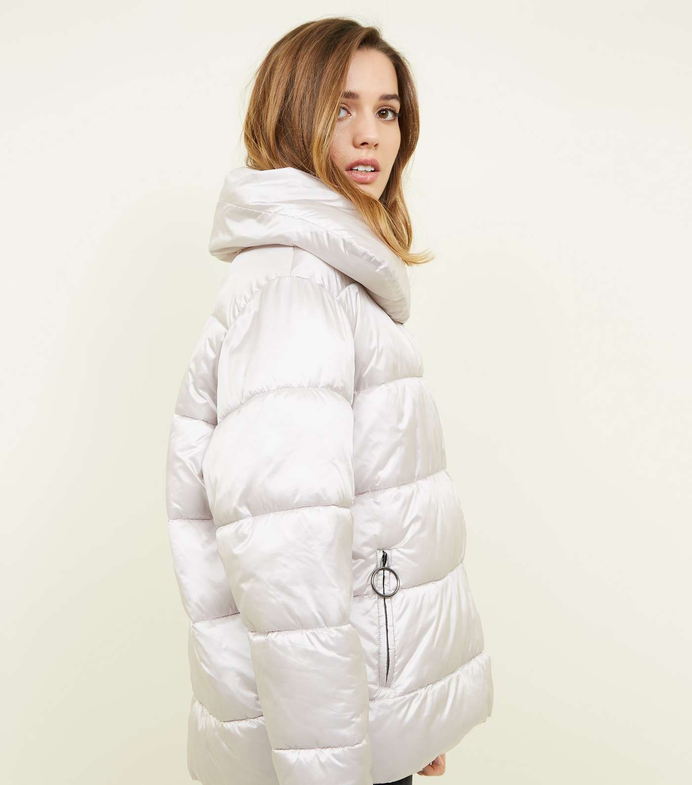 Blue Vanilla Silver Quilted Puffer Jacket Image 3