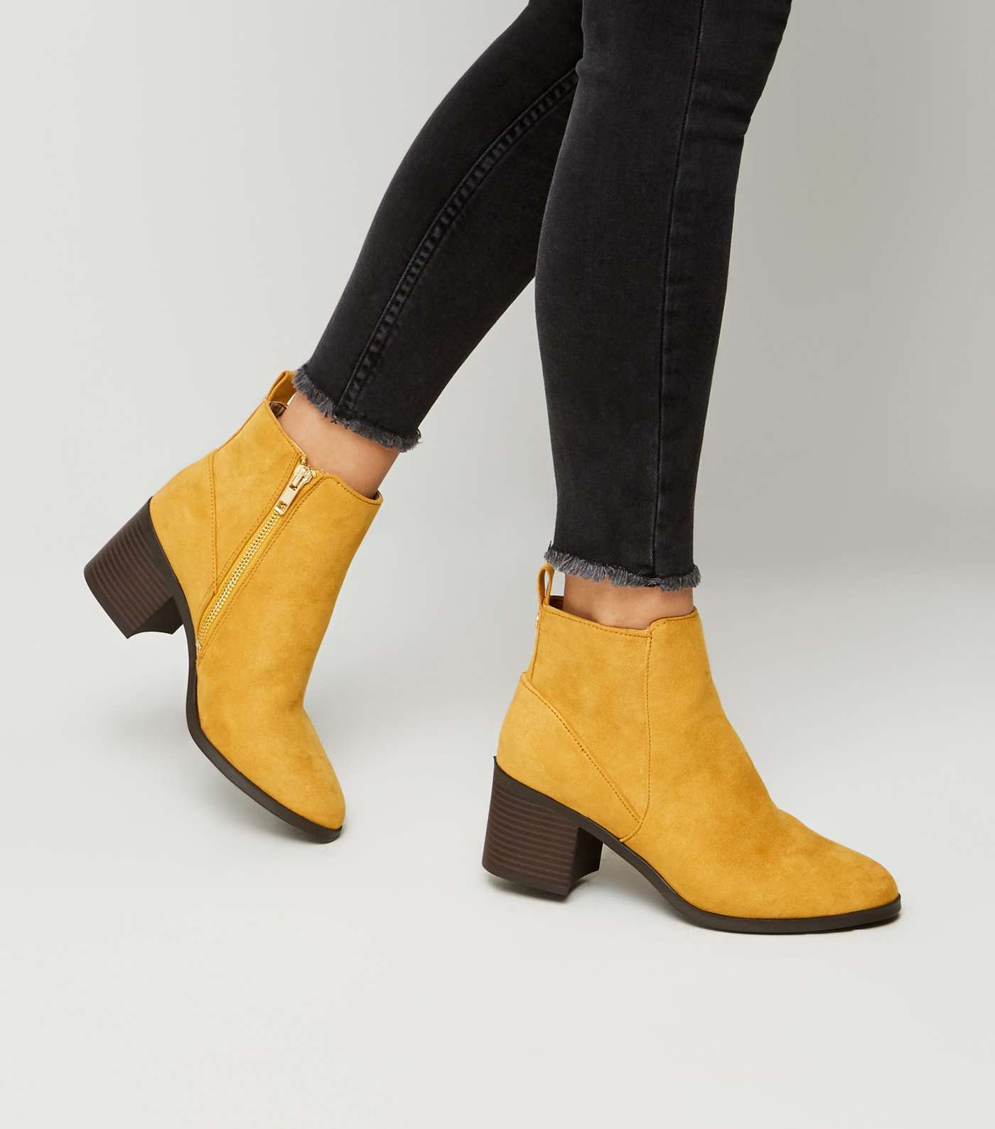 Girls Mustard Suedette Ankle Boots Image 2