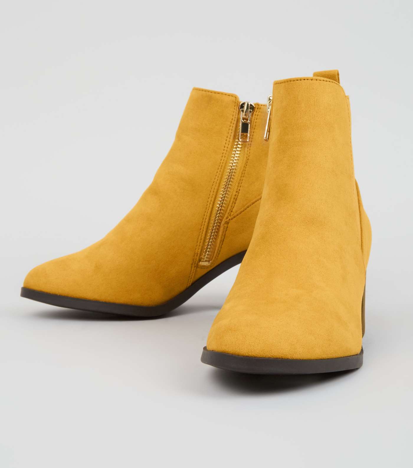 Girls Mustard Suedette Ankle Boots Image 4