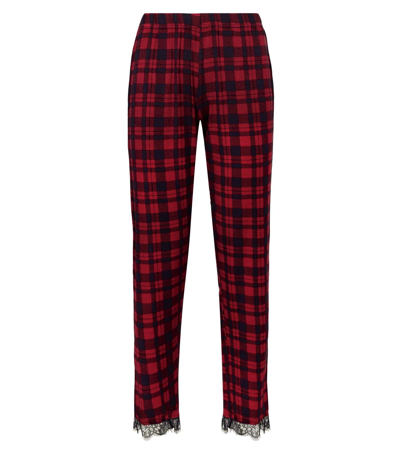 Red Check Lace Trim Pyjama Trousers  Image 4