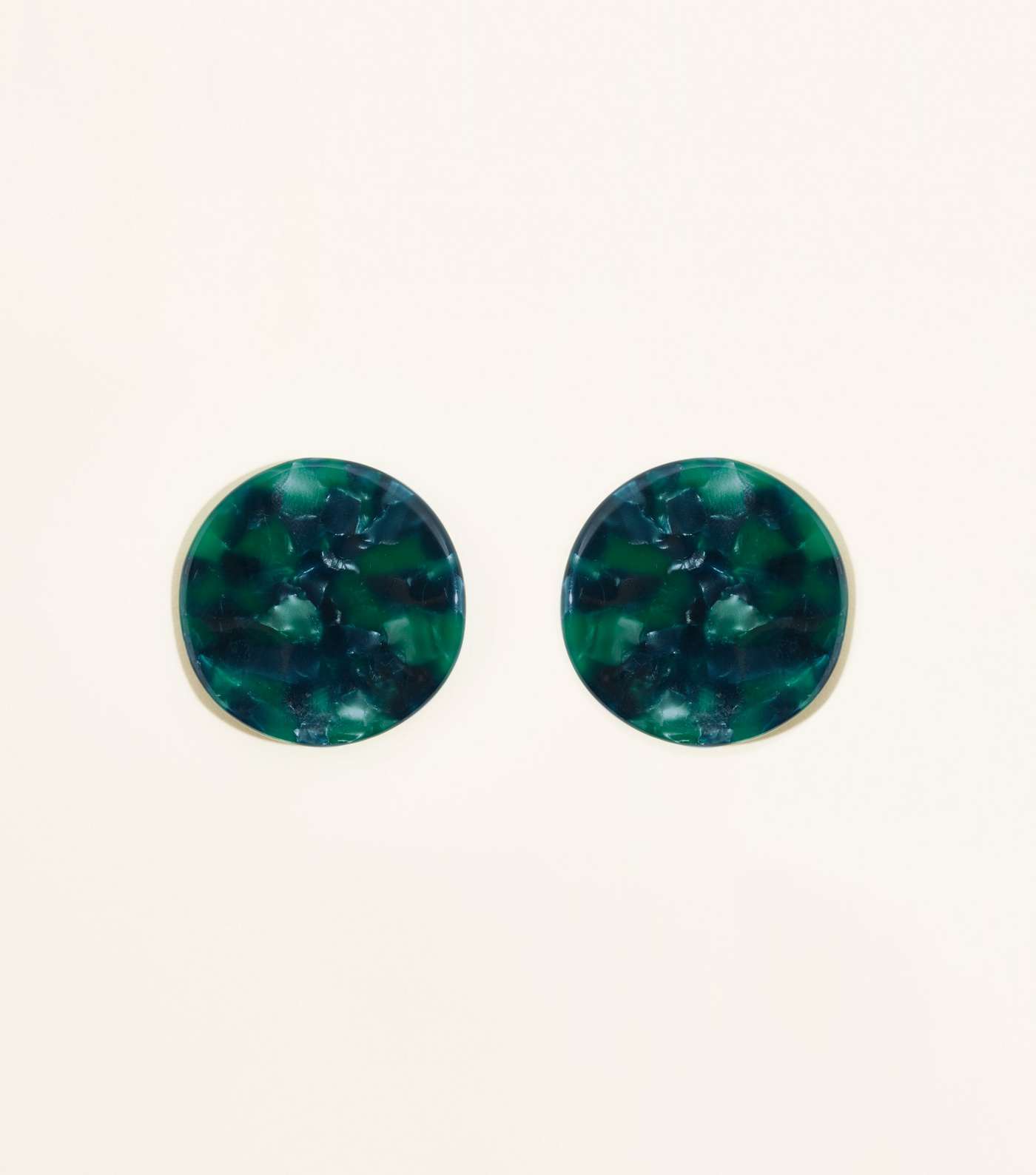 Green Resin Irregular Round Stud Earrings 