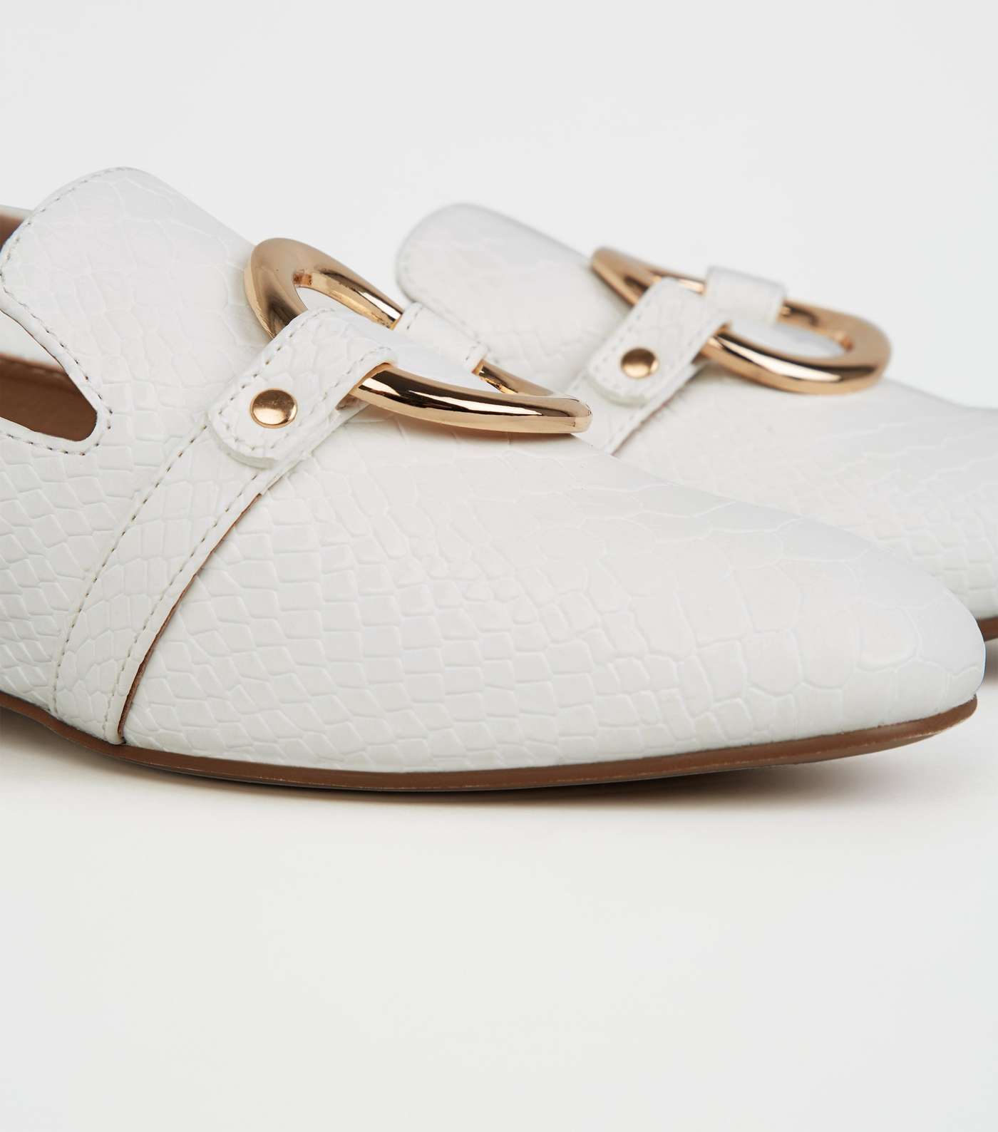 White Faux Snake Ring Front Loafers Image 4