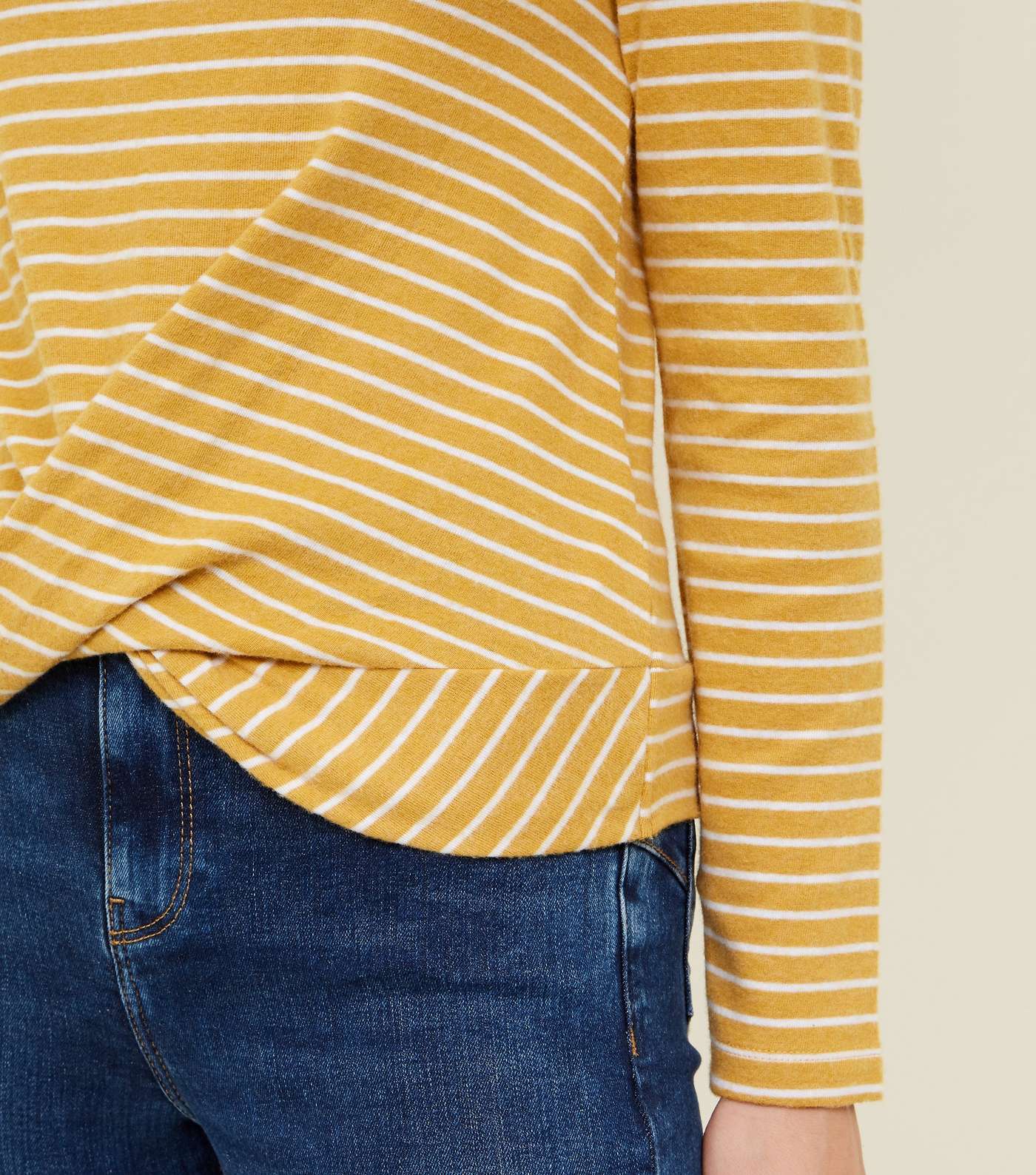 Yellow Stripe Brushed Twist Front Top Image 5