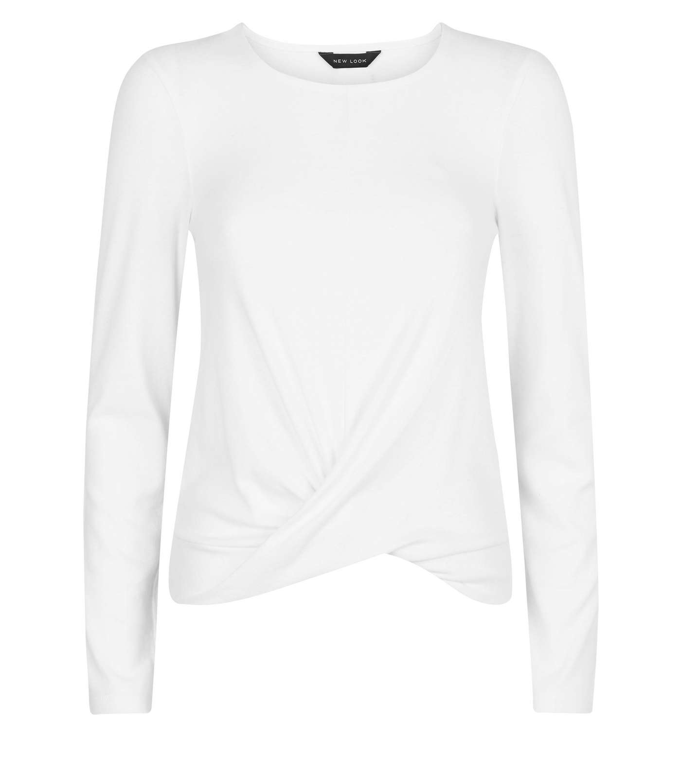 Off White Brushed Twist Front Long Sleeve Top Image 4
