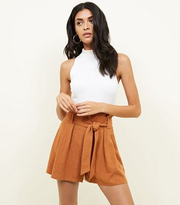 linen tie waist shorts