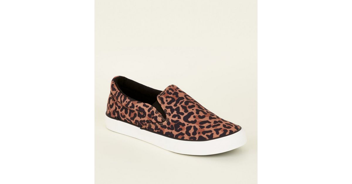 Stone Leopard Canvas Slip On Trainers | Look