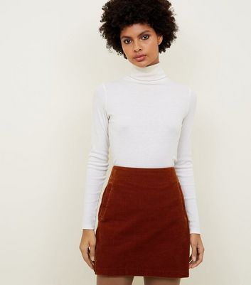 Dark Brown Corduroy Mini Skirt New Look