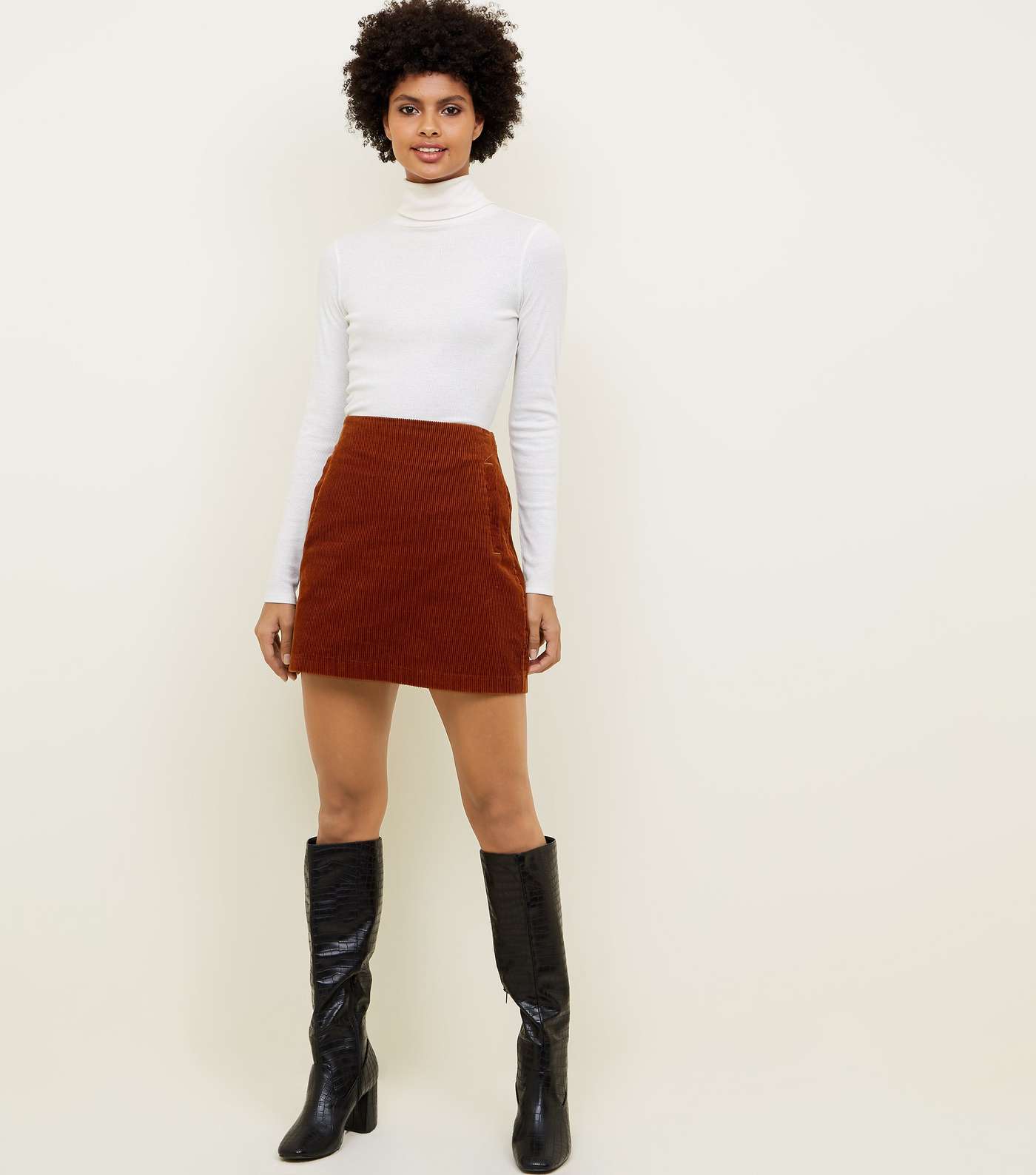 Dark Brown Corduroy Mini Skirt Image 2