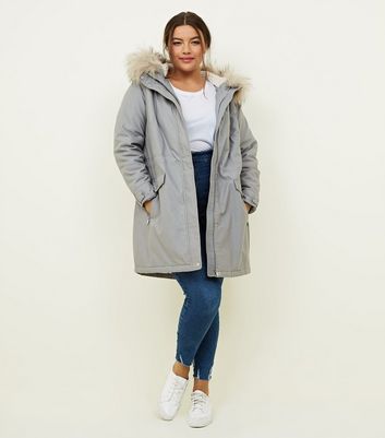 grey parka fur hood