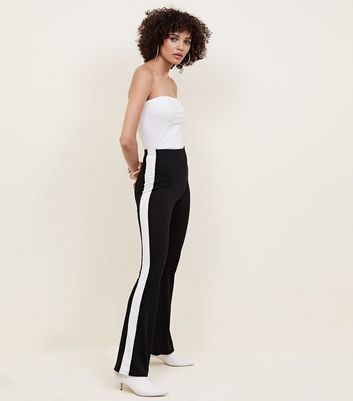 womens black trousers with white stripe