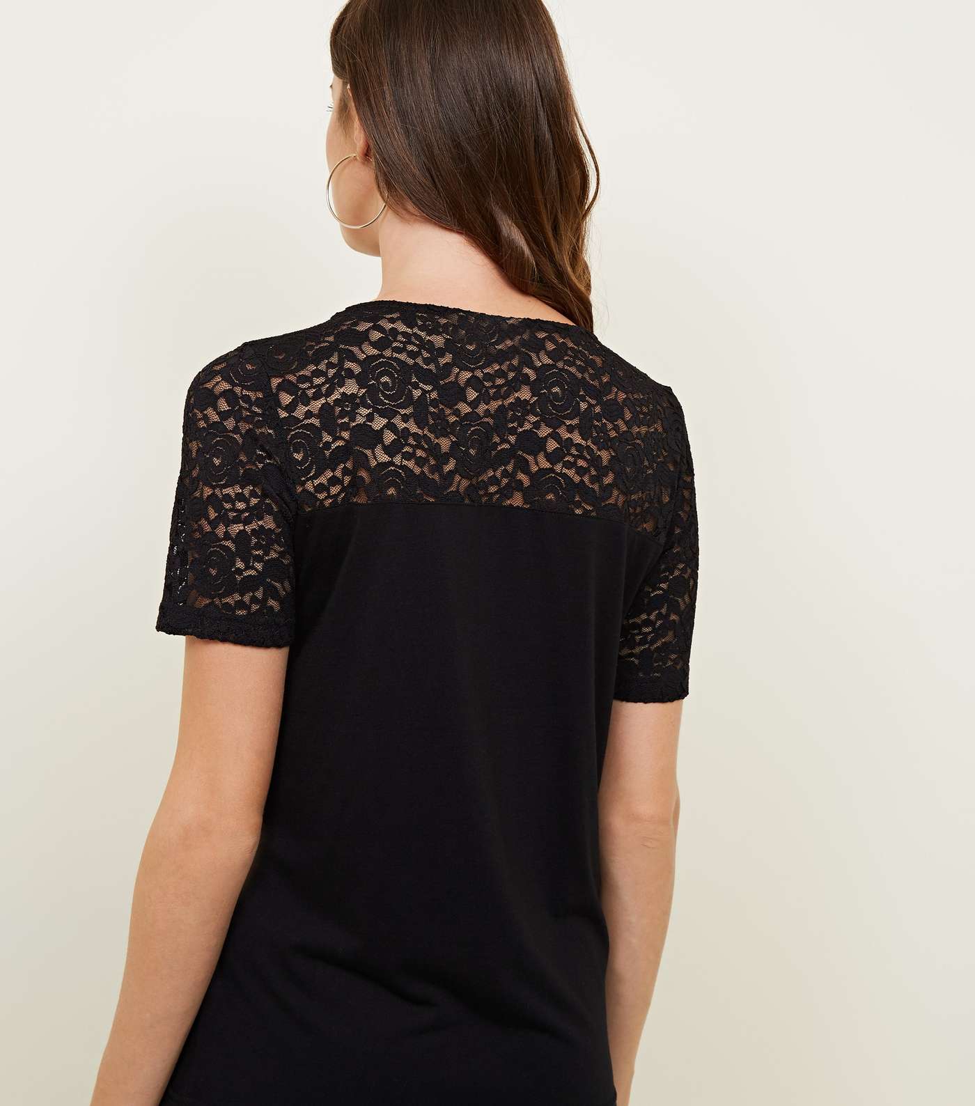 JDY Black Lace Sleeve T-Shirt Image 3