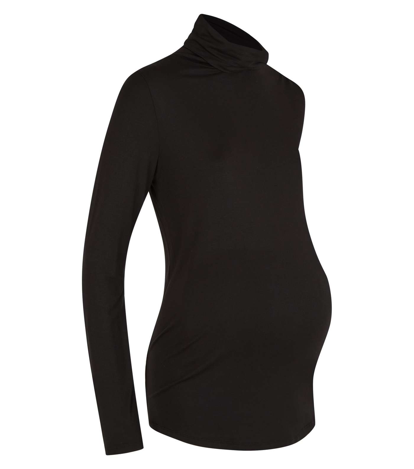Maternity Black Roll Neck Top  Image 4