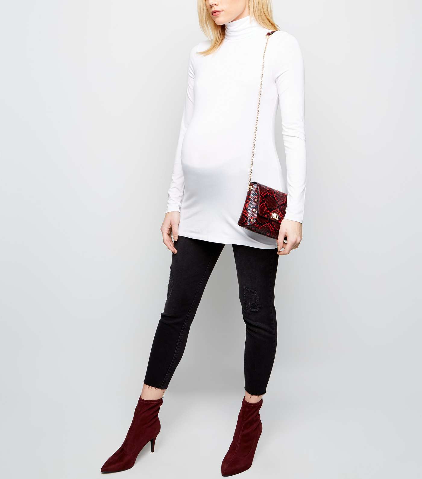Maternity White Roll Neck Top  Image 2
