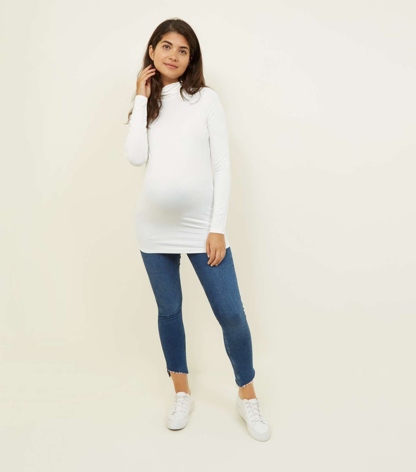 Maternity Off White Roll Neck Top  Image 2