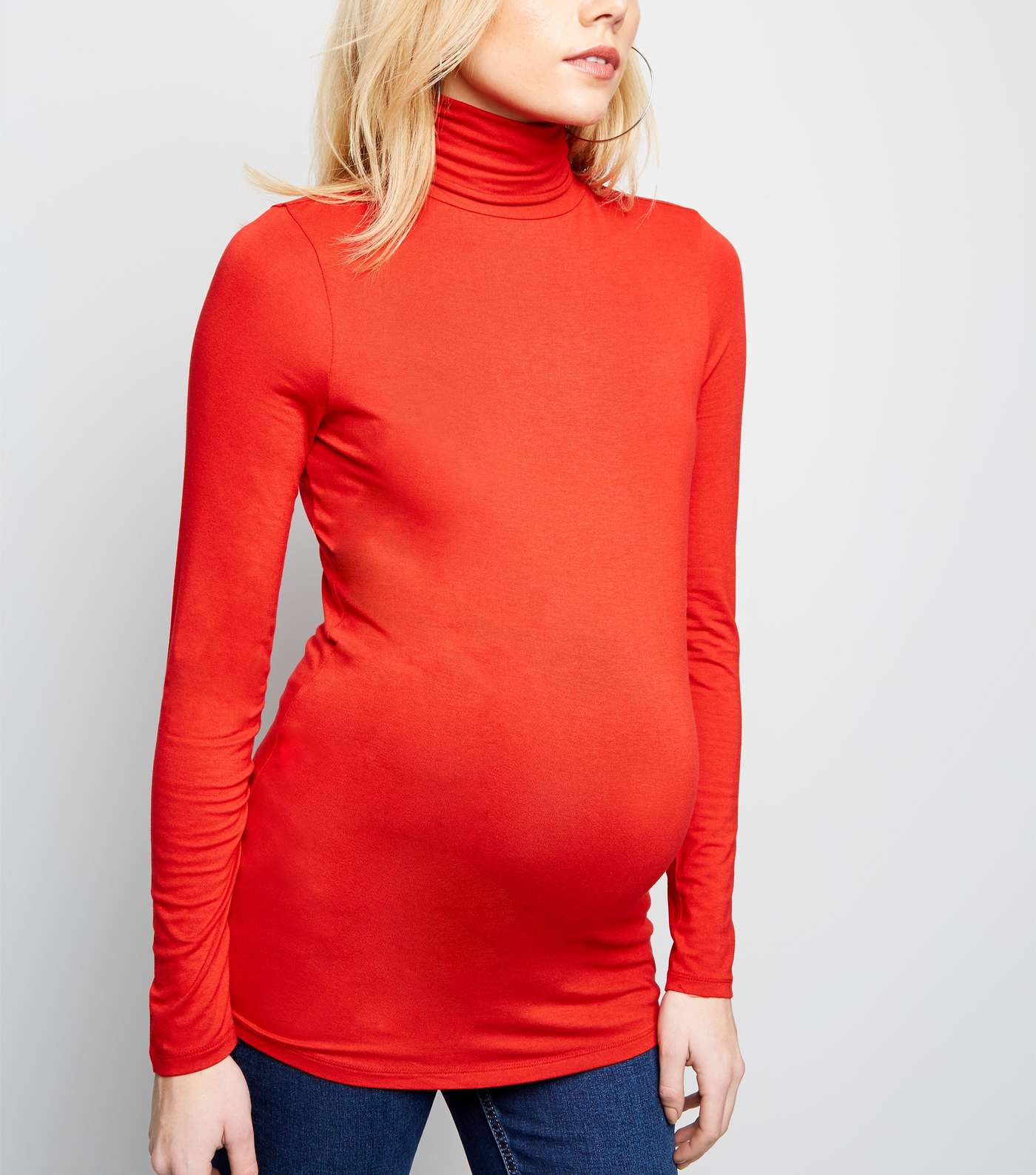 Maternity Red Roll Neck Top 