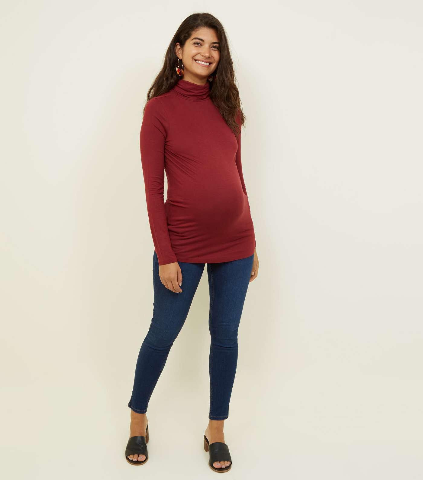 Maternity Burgundy Roll Neck Top  Image 2