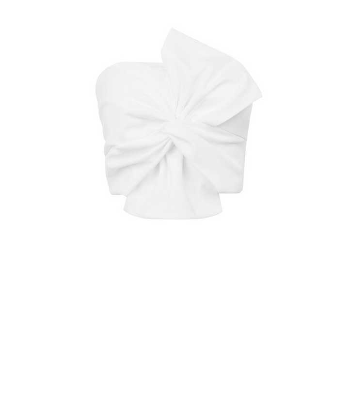 White Strapless Bow Front Crop Top | New Look